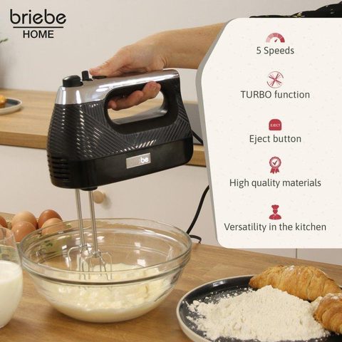 Briebe Batteur électrique HM1174BLK 400W 5 vitesses Turbo