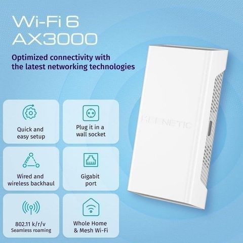 Keenetic Router Buddy 6 SE WiFi 6 AX3000 3000 Mbps Mesh Gigabit Interne