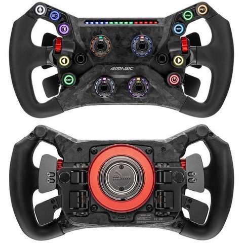 Simagic Volant GT Neo LED RGB 4 palettes alu fibre carbone 10 boutons PC