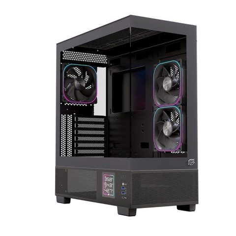 Einarex Boîtier S501d RGB Digital Verre Panoramique 3x120mm ATX Gaming