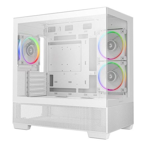 Deepcool Boîtier CG380 3F WH Panoramique Micro-ATX 3 Ventilateurs ARGB