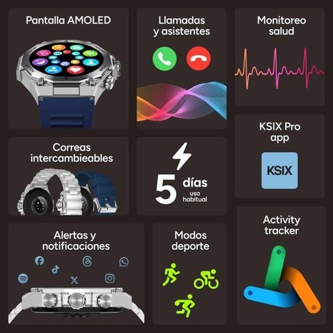 Ksix Montre Intelligente Argenté 1,43"