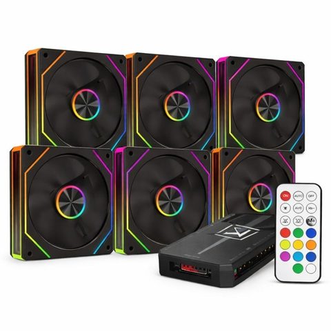 Progaming Set 6 Ventilateurs Boîtier PC LJ8 120mm ARGB Pales Inversées PWM Plus Contrôleur Télécommande