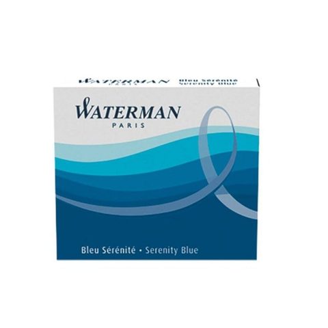 Waterman cartouches d’encre pour stylo plume | format standard international « petit » | couleur Bleu Sérénité | boîte de 6