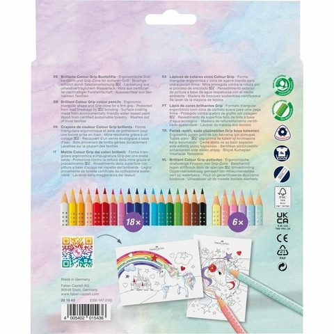 Faber-Castell Crayon aquarellable 201543 24 couleurs multicolores résistant