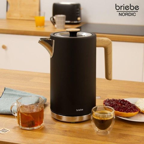 Briebe Nordic Bouilloire Électrique 1,7l Sans Fil, Ébullition Rapide Sans Bpa, Base 360 Kt1165blk 2200w