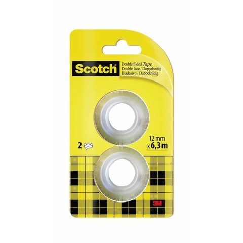 Scotch Ruban adhésif double-face 665 6,3 m x 12 mm, pack de 2