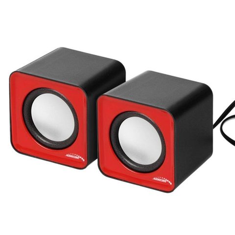 Audiocore Haut-parleurs 2 voies filaires 3W et rouge avec USB et jack 3,5 mm