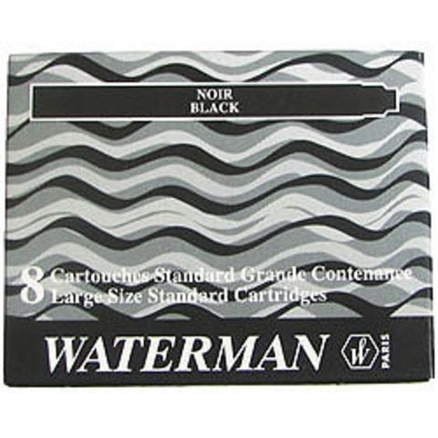 Waterman cartouches d’encre pour stylo plume | format long « standard » | couleur Noir Intense | boîte de 8