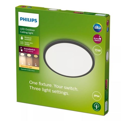 Philips Plafonnier LED SuperSlim 15W IP54 pour extérieur