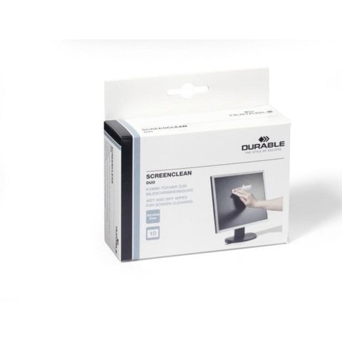 Durable Kit de nettoyage Screenclean Duo 10 toallitas para pantallas