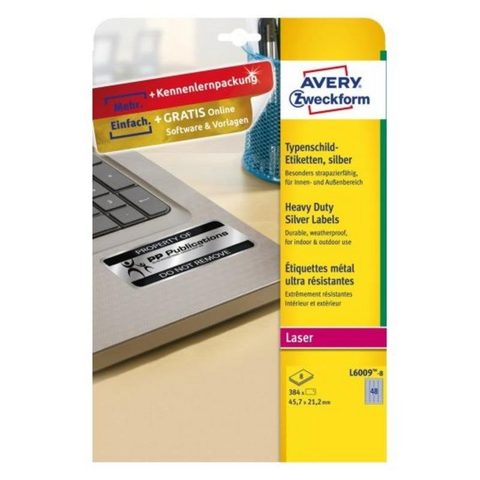 Avery Étiquette autoadhesive pour imprimante L6009-8 Plata A4 Poliester Laser