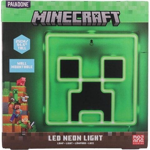 Paladone MINECRAFT Creeper Lumière néon LED - sous Licence Officielle - 25 cm - Fixation Murale - Alimenté par USB