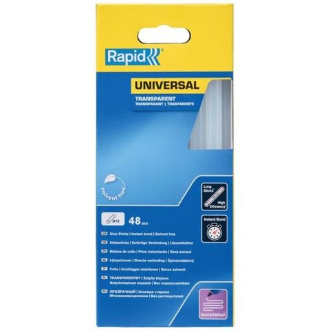 Rapid Bâton de colle thermofusible Transparent 12 mm x 190 mm Pack 48 EVA Résine