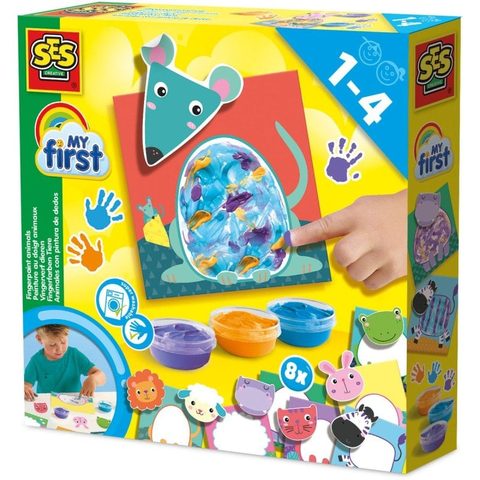 SES Creative Aquarelle My First Finger Painting Animaux 8 Cartes 3 Couleurs Bleu pour garçon