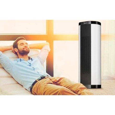 Midea Radiateur soufflant mobile horizontal 2000 W noir Surface jusqua 10 m2 H. 55 cm