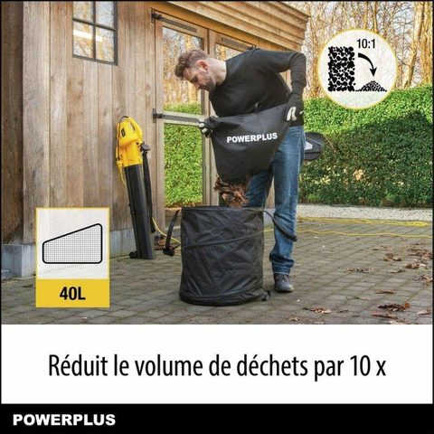 PowerPlus Souffleur/aspirateur 2 en 1 POWEG4030 3300 W 250 km/h 10,7 m³/min 40 L