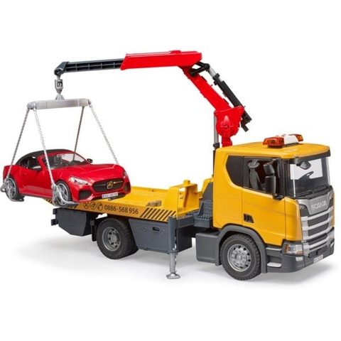 Bruder Remorqueuse Scania Super 560r Avec Module Son Et Lumière Et Véhicule Roadster
