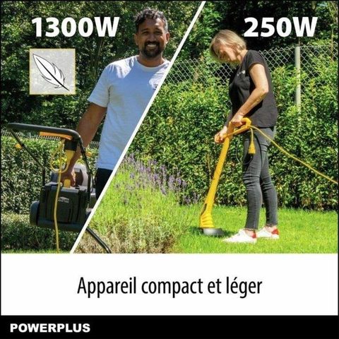 PowerPlus Kit Tondeuse et Débroussailleuse Électrique POWXG62205T 1300 W + 250 W