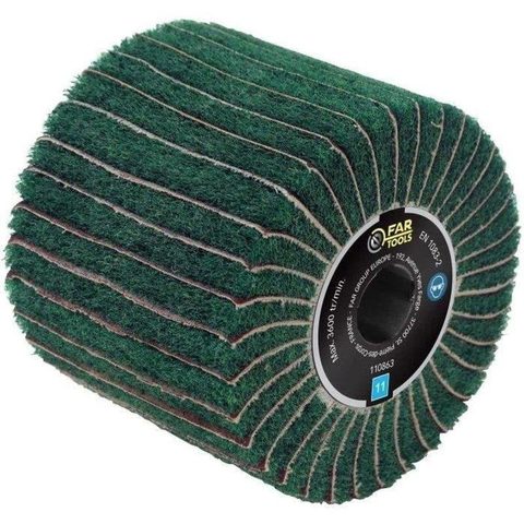Far-tools Brosse fibre synthétique et lamelles abrasives - Ø120mm/L100mm - Grain A240/A120