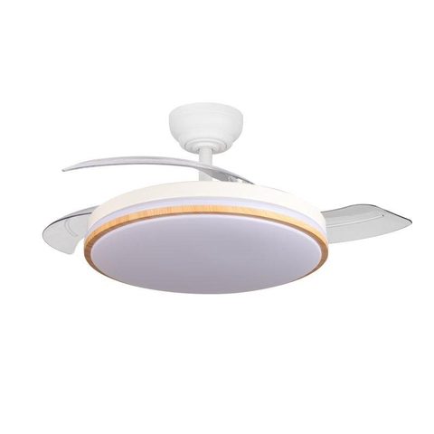 Yatek Ventilateur de Plafond avec Lumière Rubia 60W 107cm 6 Vitesses Pales Rétractables Télécommande