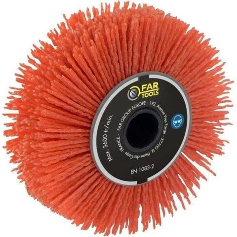 Far-tools Brosse de précision/finition nylon abrasif grain 80 Ø120mm L 20mm