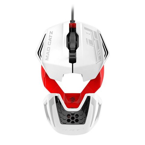 Mad-catz Souris de jeu filaire RAT 1 PC/MAC - Blanc/Rouge - Capteur optique Pixart 3200 DPI