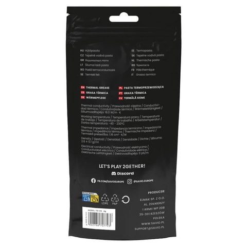 Savio Pâte Thermique GLACIER TG-05 18 W/m·K 1 g