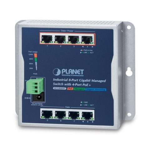 Planet Commutateur gere WGS-804HPT 8 ports PoE+ mural