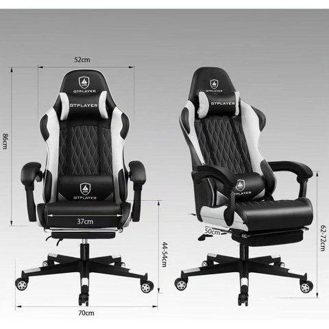 Gtplayer Chaise Ergonomique Gaming Soutien Lombaire Repose-pieds