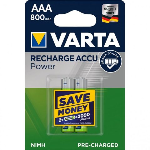 Varta Power Pack 2 Piles Rechargeables 800mAh AAA HR03