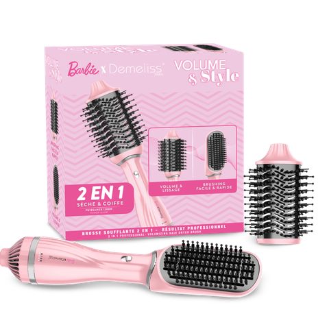 Demeliss Brosse soufflante 2 en 1: Sèche et coiffe collection Barbie