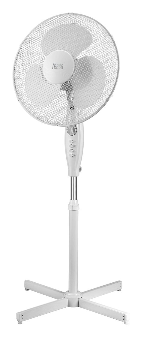 Teesa ventilateur sur pied 45 W blanc 3 vitesses oscillant et inclinant