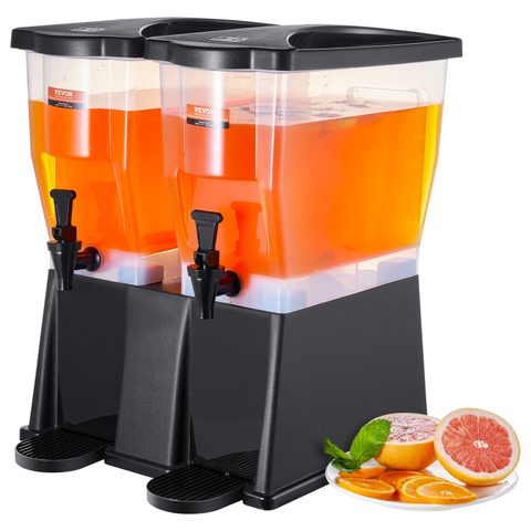 Vevor Distributeur boissons grande capacité 2x11 L, plastique, robinet, couvercle. Pour jus, limonade, thé glacé