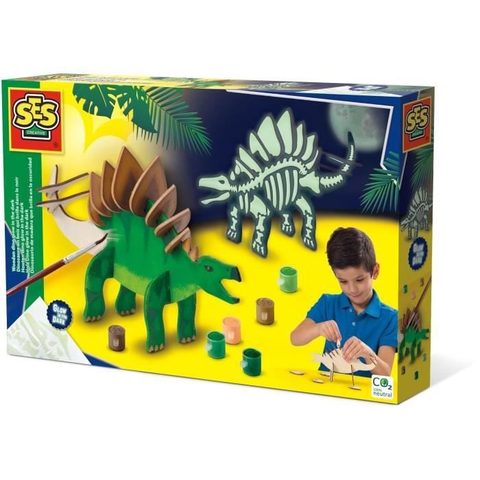Ses Creative Dinosaure En Bois Qui Brille Dans Le Noir - Kit De Bricolage - Fabrique Ton Propre Dinosaure Qui Brille D
