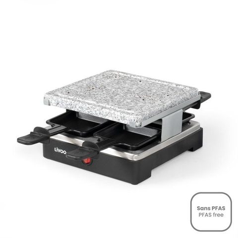 Livoo Appareil à raclette - DOC242 - 4 personnes - 600 W - Plateau amobible en granit