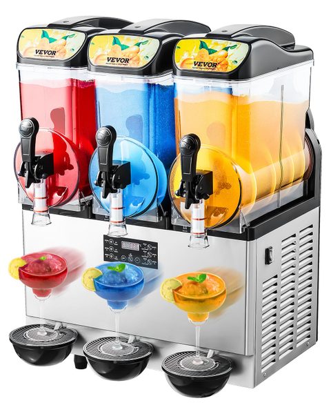 Vevor Machine à granite 3 réservoirs 15L, distributeur boissons glacées, pour restaurants bars
