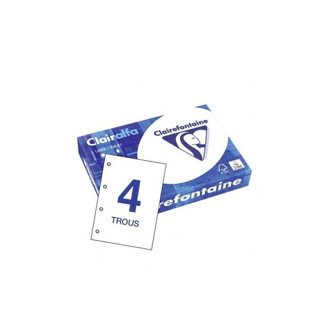 Clairefontaine Ramette De Papier - A4 - Blanc - Perforées - 80g - Impression - 500 Feuilles - Clairalfa