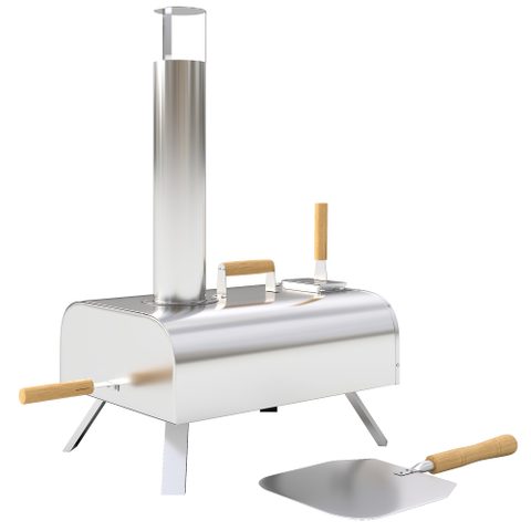 Outsunny Four à pizza pliable portable à bois ou à pellet - pierre refractaire, ustensiles inclus