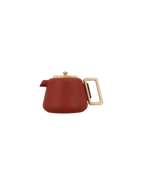 Ogo Living Théière En Fonte Rouge Avec Couvercle En Bois 1l Viggo