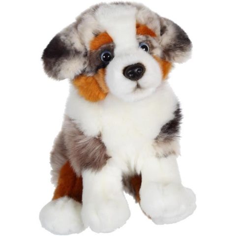Gipsy Toys Chien Berger Australien Assis - 25 cm - Blanc - Marron
