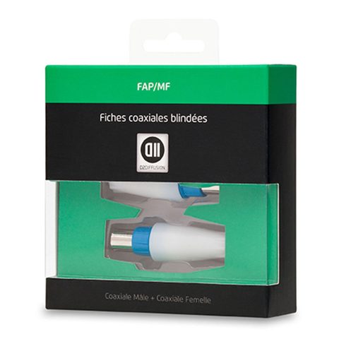 D2 Diffusion 2 Fiches Coax Mâle + Femelle 9.52mm