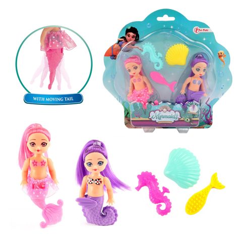 Toi-toys Ensemble De Poupées Sirènes Colorées Avec Accessoires - 12 Cm