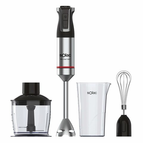 Solac Mixeur plongeant Pro Chef 1501 1500 W 20 vitesses en acier inoxydable avec ensemble d'accessoires