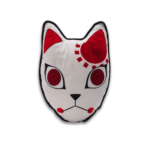 Abystyle Coussin Peluche Demon Slayer Masque Conjuration Velboa Blanc 39 X 28 X 5 Cm