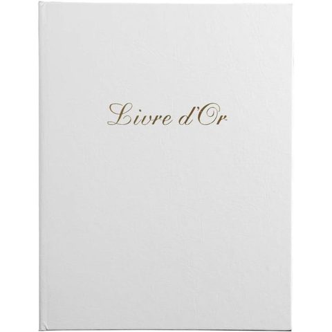 Exacompta Livre D'or - 27x22cm - Couverture Simili Cuir - Blanc - Tranche Or - 100 Pages Blanches