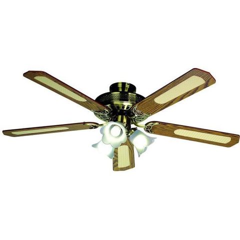 Farelek Baleares Ø 132 Cm - Ventilateur De Plafond Réversible, 5 Pales Noyer