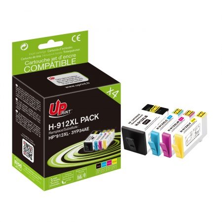 Uprint Pack Compatible Hp 912 Xl 4 Cartouches