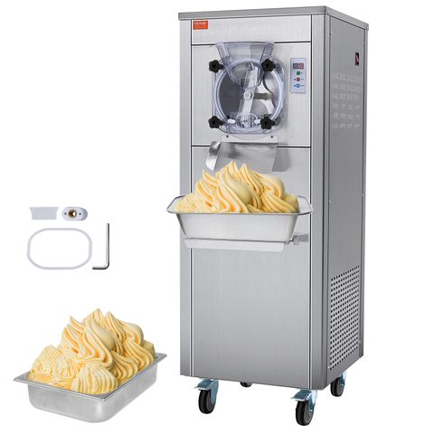 Vevor Sorbetière Commerciale 18 L/h 1600w, Cylindre Inox 6l, Roues, Pré-refroidissement Auto, Panneau Led