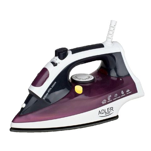 Adler Vêtements Fer À Vapeur, Semelle En Acier Inoxydable, Vapeur Verticale, 7 Fonctio Ad5022 Blanc/violet 3000w